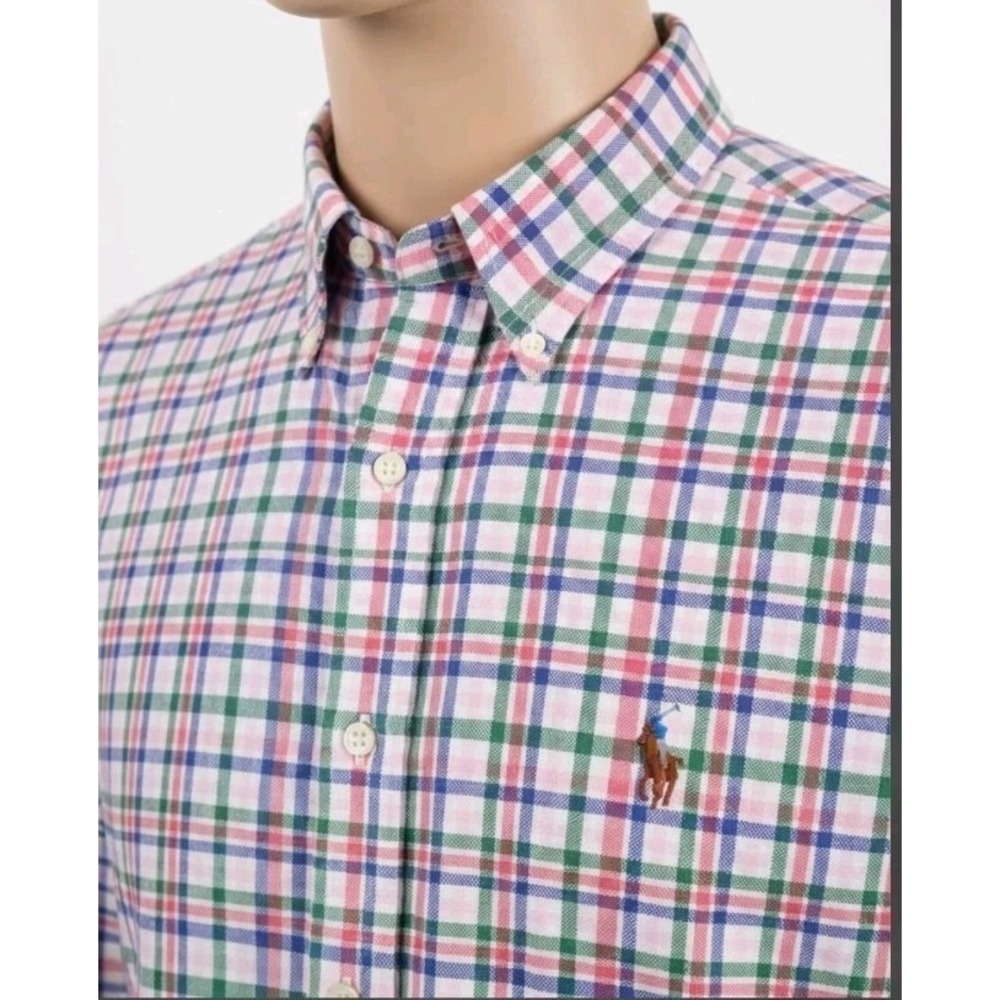 Polo Ralph Lauren Button Down Shirt XXL Long Sleeve Pink Plaid Multicolored